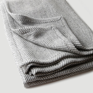 Herringbone Wool Blanket or Large Shawl Scarf for Dual Use